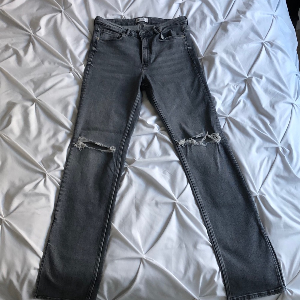 Zara Split Hem Straight Leg Jeans Size 10